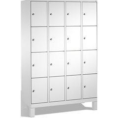 EVOLO Fächerschrank, mit Füßen, 4 Abteile, je 4 Fächer, Abteilbreite 300 mm, lic