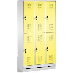 EVOLO Garderobenschrank, doppelstöckig, mit Sockel, 3 Abteile, je 2 Fächer, Abte