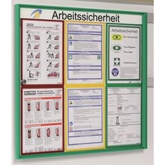 Schaukasten für innen, für Format 2 x 1 DIN A4, Rahmen gelb.