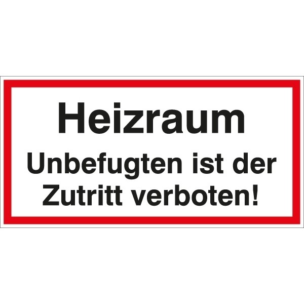 Hinweisschild Heizraum 200x100/1.5mm