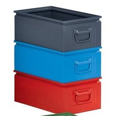 Stapelkasten aus Stahlblech, Volumen ca. 30 l, verzinkt.