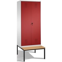 EVOLO Garderobenschrank, zueinander schlagende Türen, mit Sitzbank, 2 Abteile, A