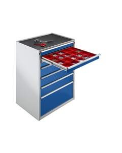 Schubladenschrank, BxT 760 x 675 mm, Schubladentraglast 200 kg, 7 Schubladen, Höhe 980 mm, Front lic