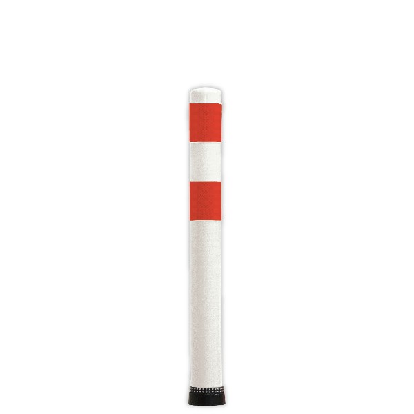 Poller 80 cm weiß mit 2 roten Reflex-Streifen