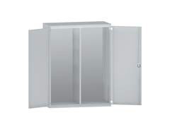 Schwerlastschrank JUMBO aus Stahlblech, Leerschrank mit Mitteltrennwand, lichtgrau/lichtblau.