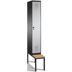 EVOLO Garderobenschrank, mit Sitzbank, 1 Abteil, Abteilbreite 300 mm, schwarzgra