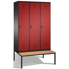 EVOLO Garderobenschrank, mit Sitzbank, 3 Abteile, Abteilbreite 400 mm, schwarzgr