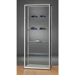 Vitrine, Höhe 1984 mm, ohne Beleuchtung, BxT 800 x 400 mm, rechteckig, silber.
