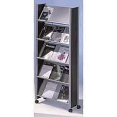 Design-Prospektständer, für 15 x DIN A4, silber / silber.