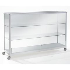 Vitrine, Ausführung halbhoch, Breite 1500 mm, 2 Schiebetüren.