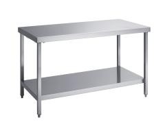 Edelstahl-Arbeitstisch, Arbeitshöhe 850 mm, BxT 1400 x 700 mm, mit Ablageboden.