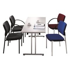 Klapptisch, Doppel-T-Stahlrohrgestell mit geraden Kufen, Breite 1600 mm, lichtgr