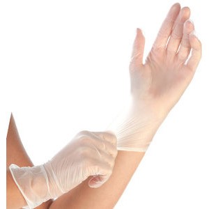 Handschuh IDEAL, Vinyl, puderfrei, Größe: L, weiß, transparent