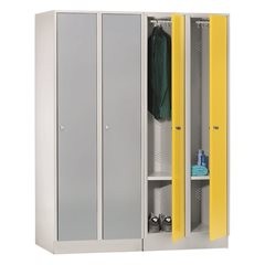 Garderobenschrank, mit Schuhfach und Ablagefläche, lichtgrau / taubenblau.
