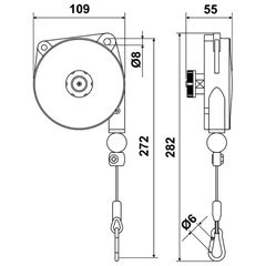 Profi-Federzug, ohne Absturzsicherung, Tragfähigkeit 2 - 3 kg.