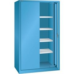 Schwerlasteinschwenktürenschrank, 4 Fachböden, mit Vollblechtüren, lichtgrau.