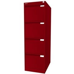 Hängeregistraturschrank, 1-bahnig, 4 Schübe, DIN A4, kardinalrot.