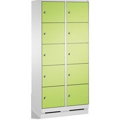 EVOLO Fächerschrank, mit Sockel, 2 Abteile, je 5 Fächer, Abteilbreite 400 mm, li