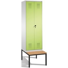 EVOLO Garderobenschrank, zueinander schlagende Türen, mit Sitzbank, 2 Abteile, A