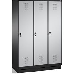 EVOLO Garderobenschrank, mit Sockel, 3 Abteile, Abteilbreite 400 mm, schwarzgrau
