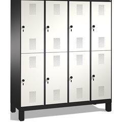 EVOLO Garderobenschrank, doppelstöckig, mit Füßen, 4 Abteile, je 2 Fächer, Abtei