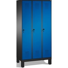 EVOLO Garderobenschrank, mit Füßen, 3 Abteile, Abteilbreite 300 mm, schwarzgrau