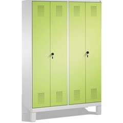EVOLO Garderobenschrank, zueinander schlagende Türen, 4 Abteile, Abteilbreite 30