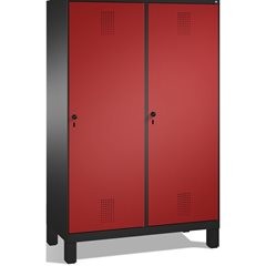 EVOLO Garderobenschrank, Tür über 2 Abteile, mit Füßen, 4 Abteile, 2 Türen, Abte