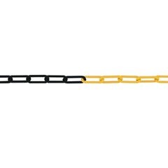 PE-Gliederkette, Gliederstärke 8 mm, Bundlänge 25 m, schwarz-gelb.