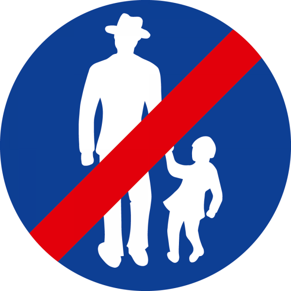 §52/17c Ende eines Gehwegs flach Scotchlite Typ1 | Flach