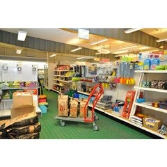 C+C Transportwagen, Tragfähigkeit 200 kg, 2 Schiebebügel, mit Maschenboden.