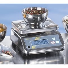 Edelstahlwaage, mit Staub- und Spritzwasserschutz, Wägebereich bis 6 kg, Ablesbarkeit 1 g, Wägeplatt