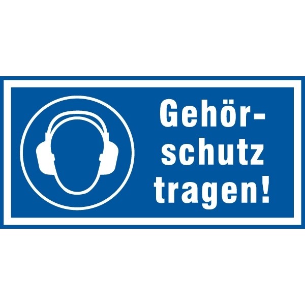 Hinweisschild Gehörschutz tragen 200x100/1.5mm