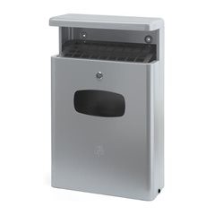 Wandabfallsammler mit Ascher, Volumen 16 l, BxHxT 400 x 650 x 190 mm, grau.