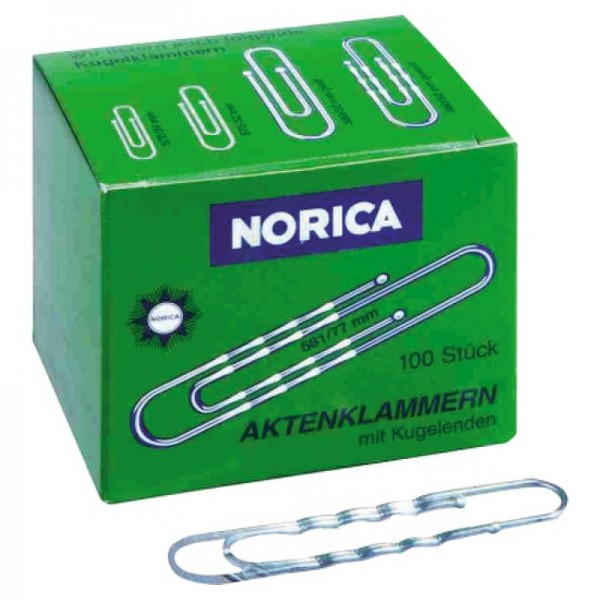 NORICA Büroklammer 2262 77mm gewellt silber 100 St./Pack.