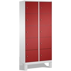 EVOLO Fächerschrank, mit Füßen, 2 Abteile, je 5 Fächer, Abteilbreite 400 mm, lic