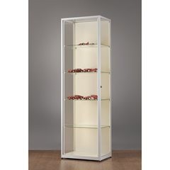 Vitrine mit LED-Beleuchtung, Höhe 1984 mm, mit Drehflügeltüren, Breite 600 mm.