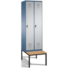 EVOLO Garderobenschrank, mit Sitzbank, 2 Abteile, Abteilbreite 300 mm, fernblau