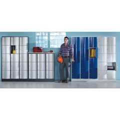5er-Schließfachschrank Resisto, 3 Abteile, lichtgrau.