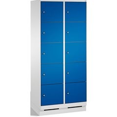 EVOLO Fächerschrank, mit Sockel, 2 Abteile, je 5 Fächer, Abteilbreite 400 mm, li