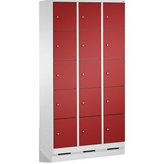 EVOLO Fächerschrank, mit Sockel, 3 Abteile, je 5 Fächer, Abteilbreite 300 mm, li