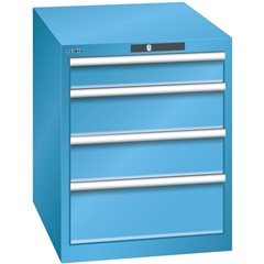 Schubladenschrank, 4 Schubladen, BxTxH 564 x 724 x 700 mm, grau metallic / lichtgrau.