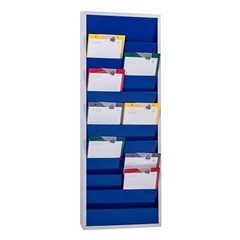 Planungstafel, mit 10 Schienen, zweireihig, HxBxT 1280 x 554 x 74 mm, blau.
