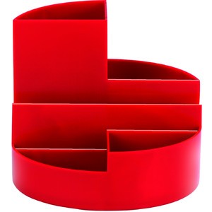 Köcher Rundbox, Kst., 140 x 125 mm, 4 Fächer, rot