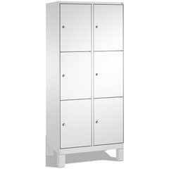 EVOLO Fächerschrank, mit Füßen, 2 Abteile, je 3 Fächer, Abteilbreite 400 mm, lic