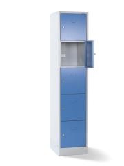 5er-Schließfachschrank Dresden, 1 Abteil, lichtgrau / taubenblau, B 400 mm, mit Bodensockel.