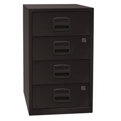 Beistellschrank PFA, 4 Universalschubladen, schwarz.