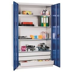 Großraumschrank, HxB 1950 x 1200 mm, Tiefe 400 mm, Türe lichtgrau.