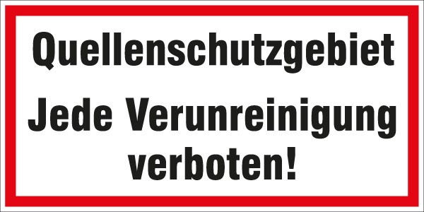 Hinweis-Aufkleber Quellenschutzgebiet 400x200mm