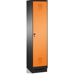 EVOLO Garderobenschrank, mit Sockel, 1 Abteil, Abteilbreite 400 mm, schwarzgrau